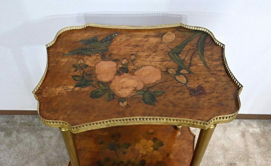 Small Thuya Speckled Living Room Table With Painted Decoration – 1920 photo vinterior