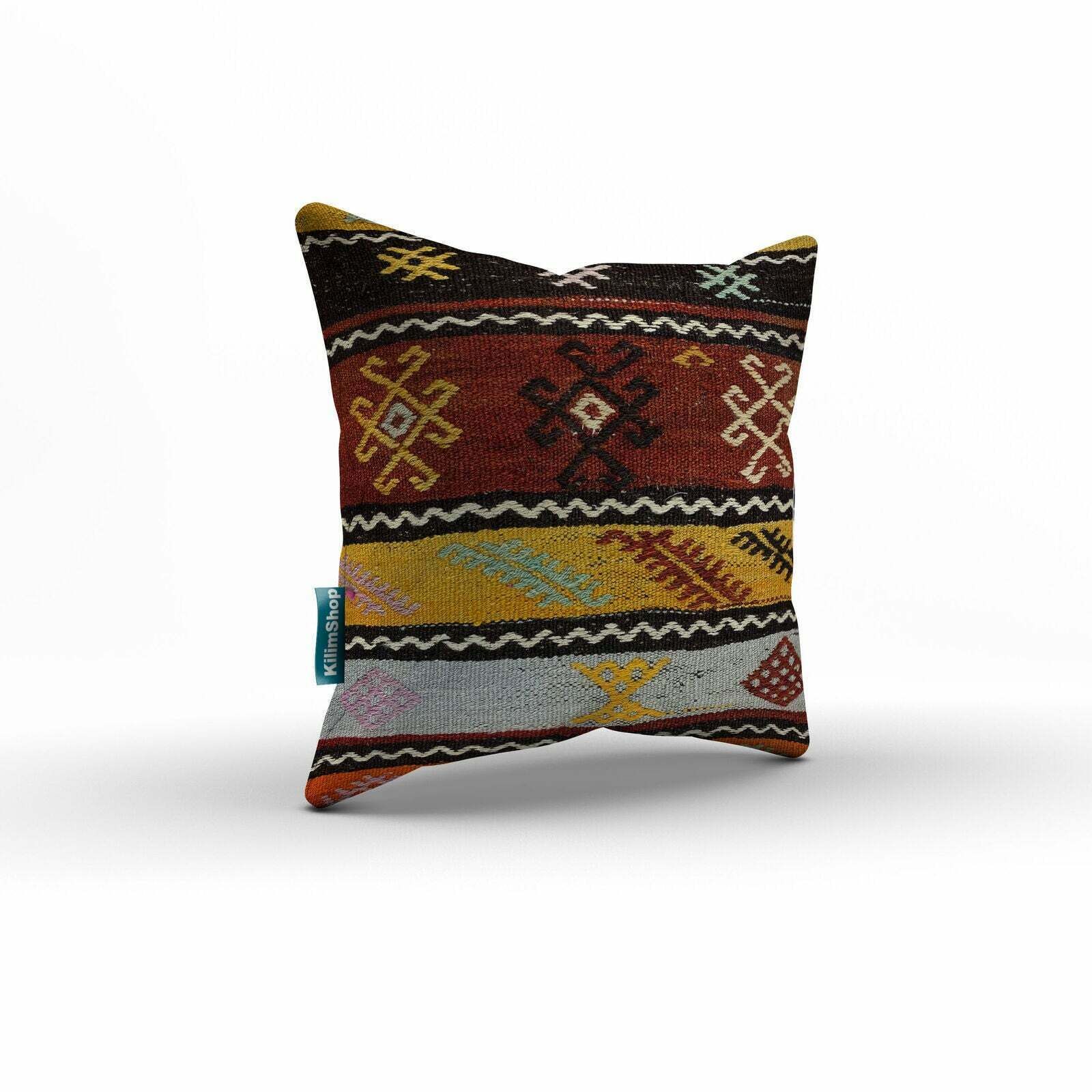 Vintage Kilim Cushion Cover 60x60 Cm Square Wool Kelim Pillow Moroccan Decor photo for sale