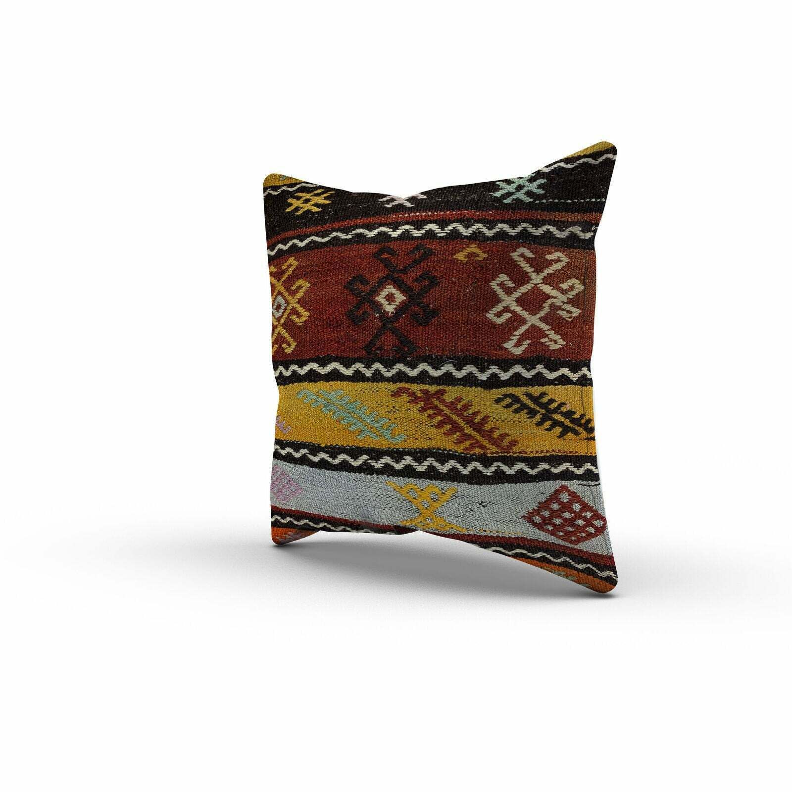 Vintage Kilim Cushion Cover 60x60 Cm Square Wool Kelim Pillow Moroccan Decor photo Textiles