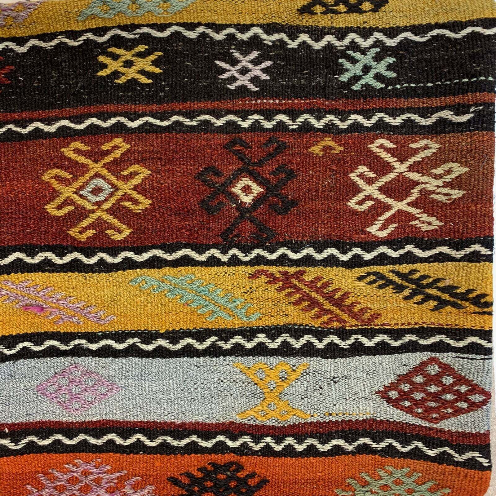 Vintage Kilim Cushion Cover 60x60 Cm Square Wool Kelim Pillow Moroccan Decor photo 66.0