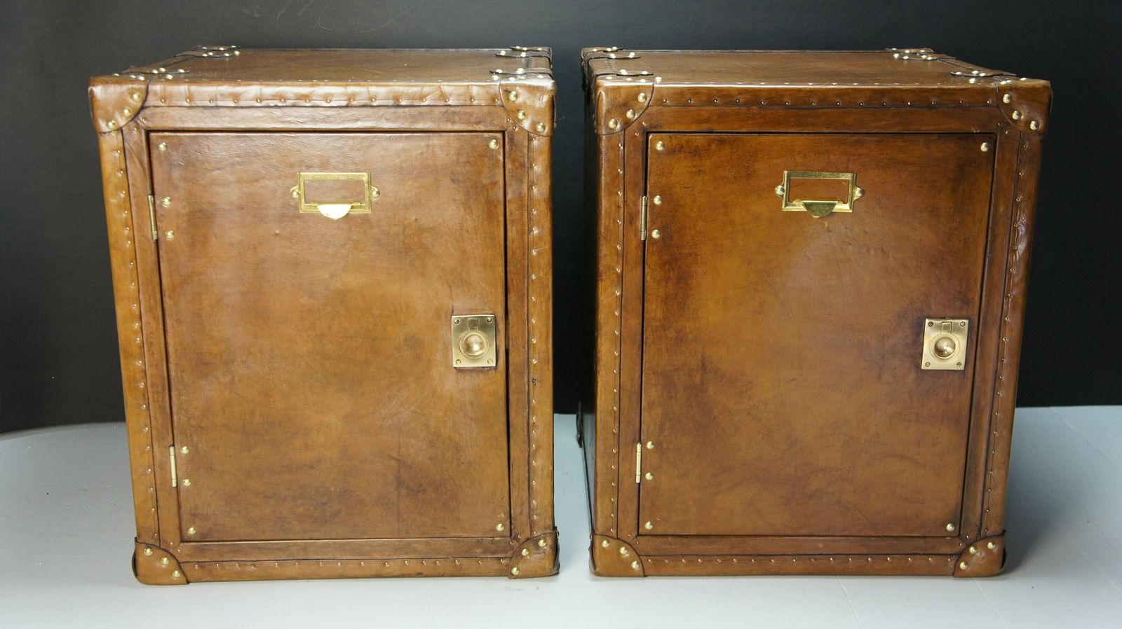 Leather Occasional Side Table Nightstand Trunks With Draws photo vinterior