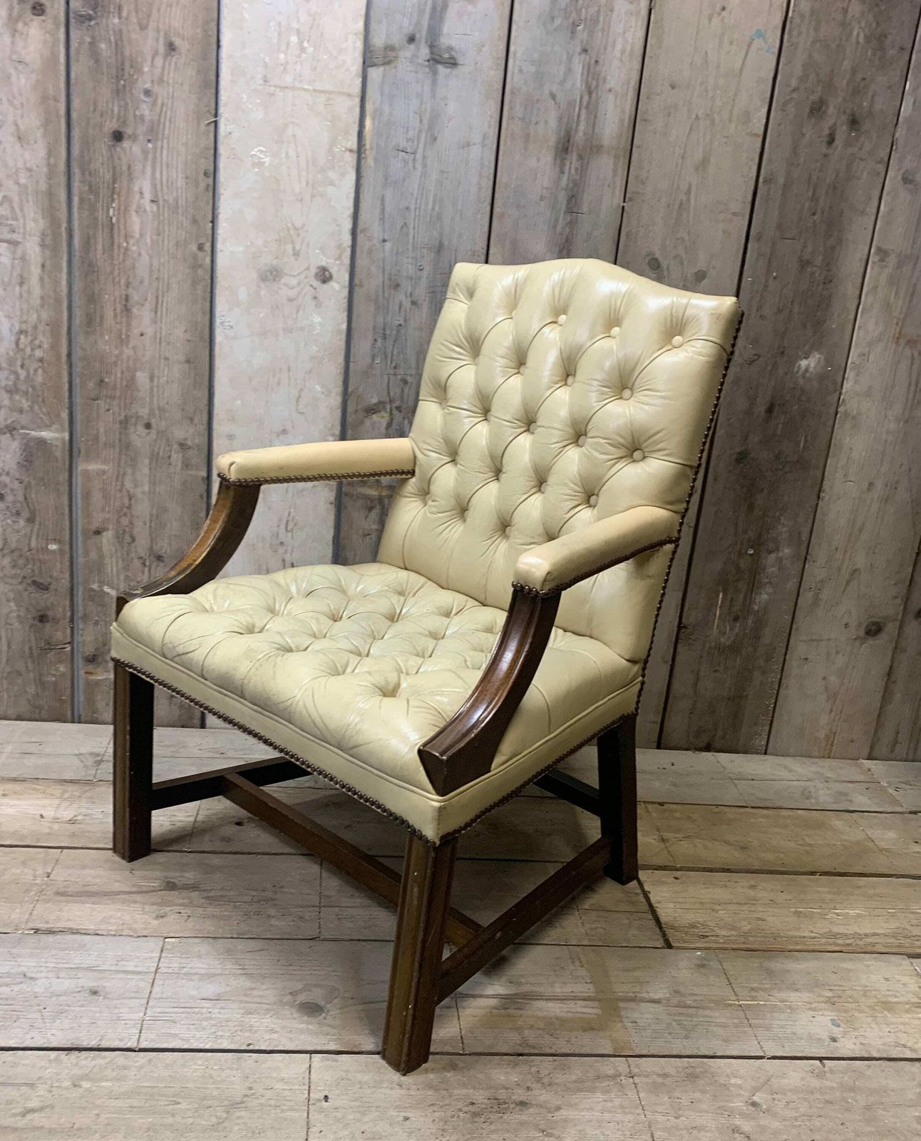 Antique Leather Cambridge Chair Seating Home Decor Interiors photo for sale