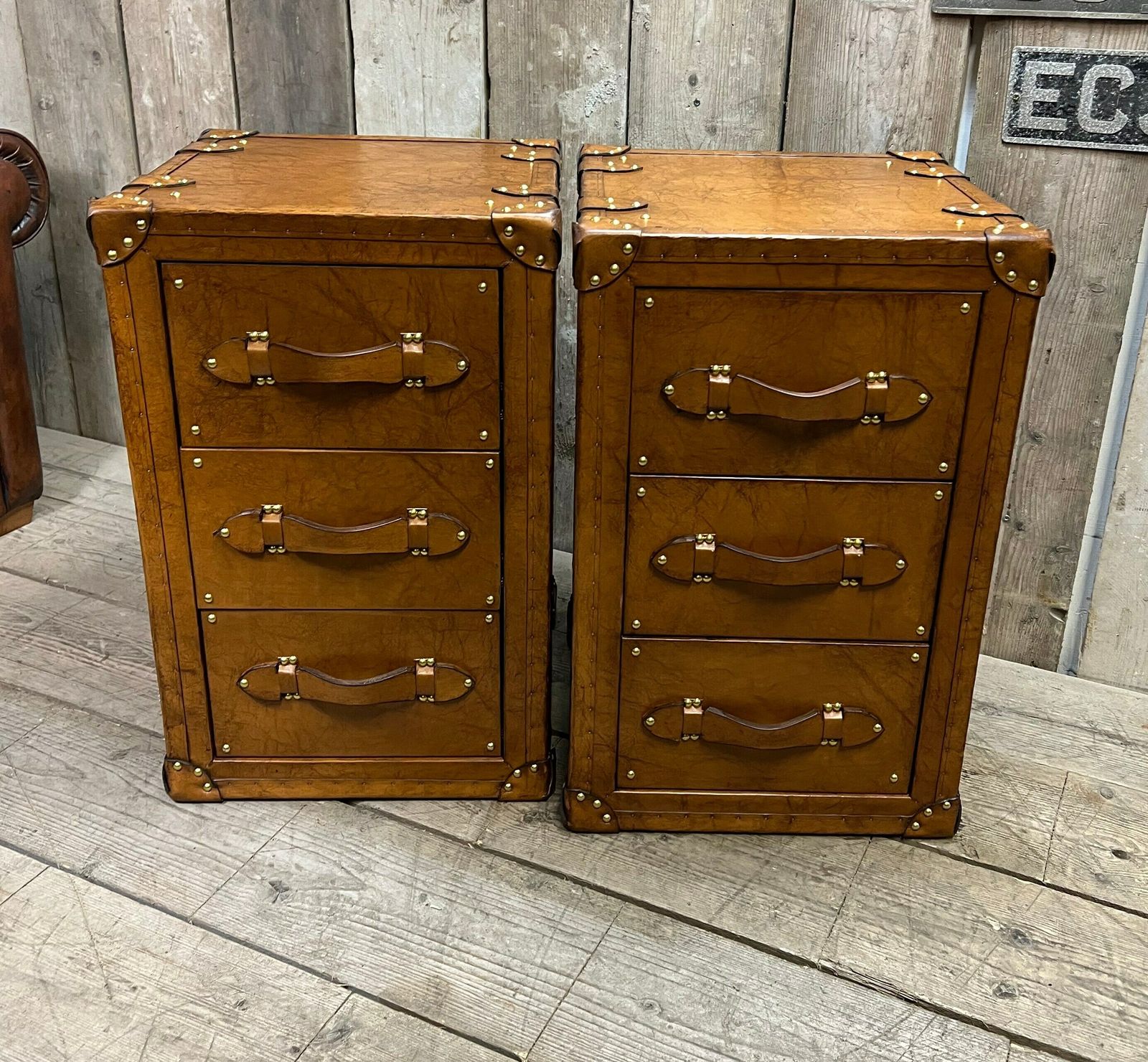 Bedroom Furniture, Home Decor, Luxury Tan Leather Nightstands, Vanities photo 2299.0