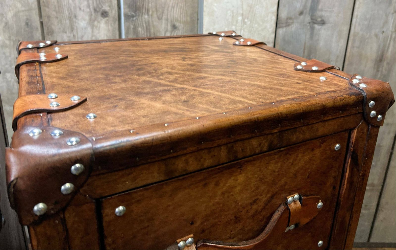 Tall Boy Handmade Hand Dyed Bridle Leather Occasional Nightstands Bedroom Decor End Tables photo vinterior