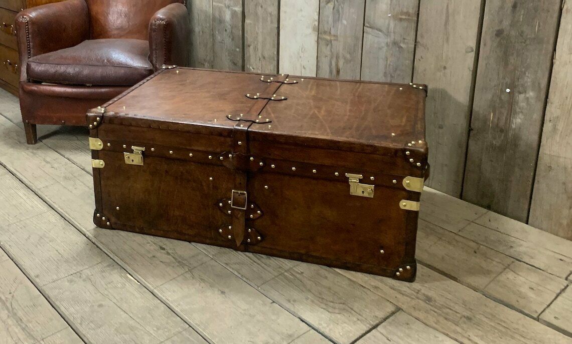 Room Decor Home Furnishings Large Leather Coffee Table Trunk photo 1724.0