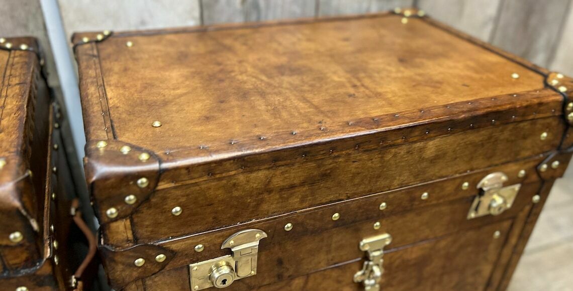 Luxury Nightstands In A English Captain Style Trunk Home Decor Furnishings photo Furniture
