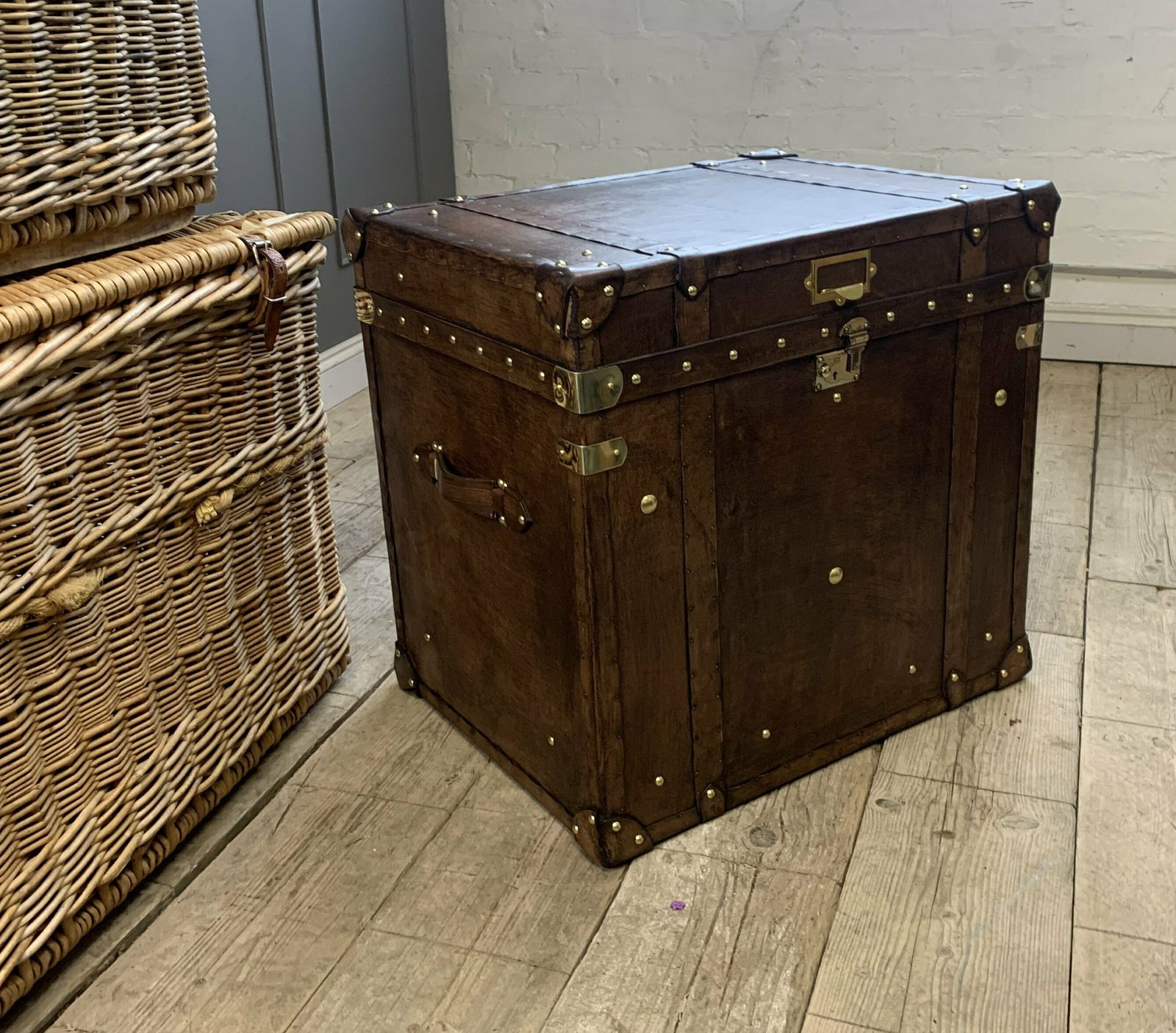 End Table Occasional Side Table In A Colonial English Travel Trunk Style