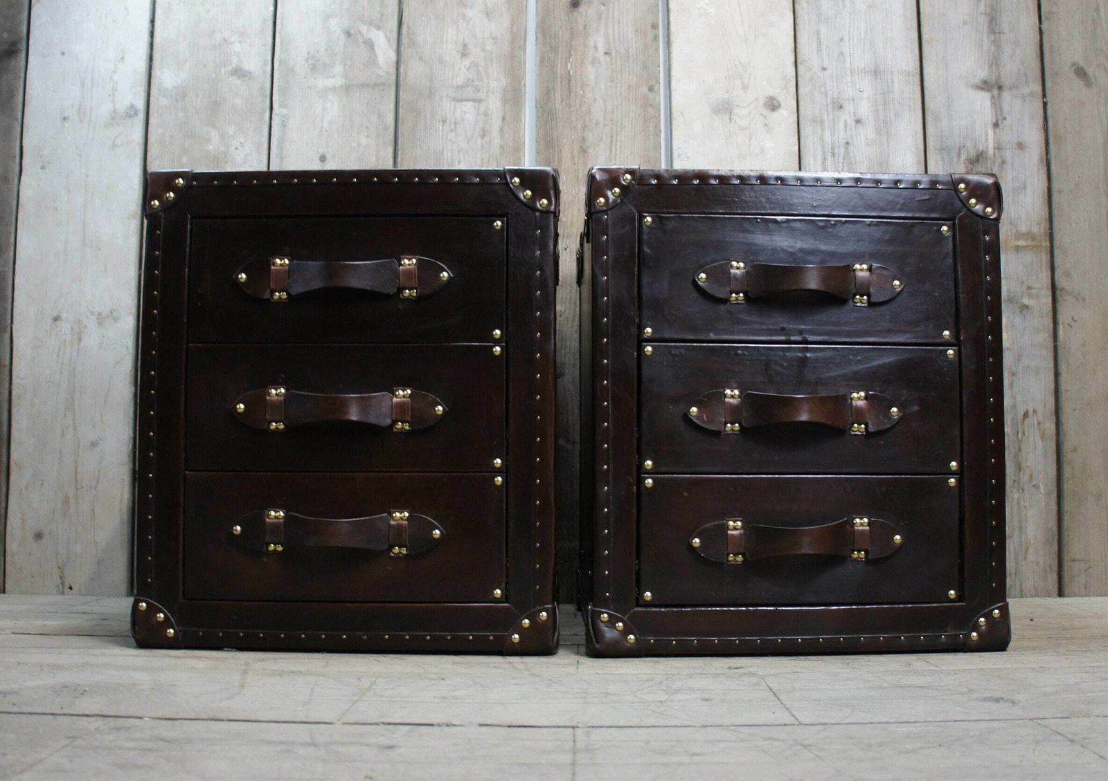 Chestnut Brown Luxury Leather Nightstands , Bedroom Decor , Bedroom Furniture photo for sale