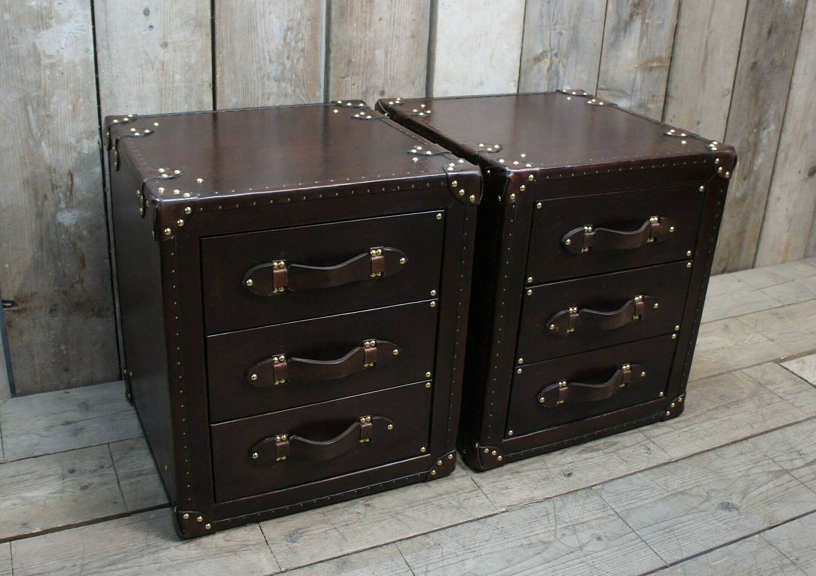 Chestnut Brown Luxury Leather Nightstands , Bedroom Decor , Bedroom Furniture photo Furniture