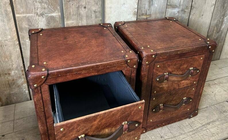 photo for sale Luxury English Hand Made Hand Dyed Occasional Side Table Trunks Chests Home Decor Bedroom Furniture