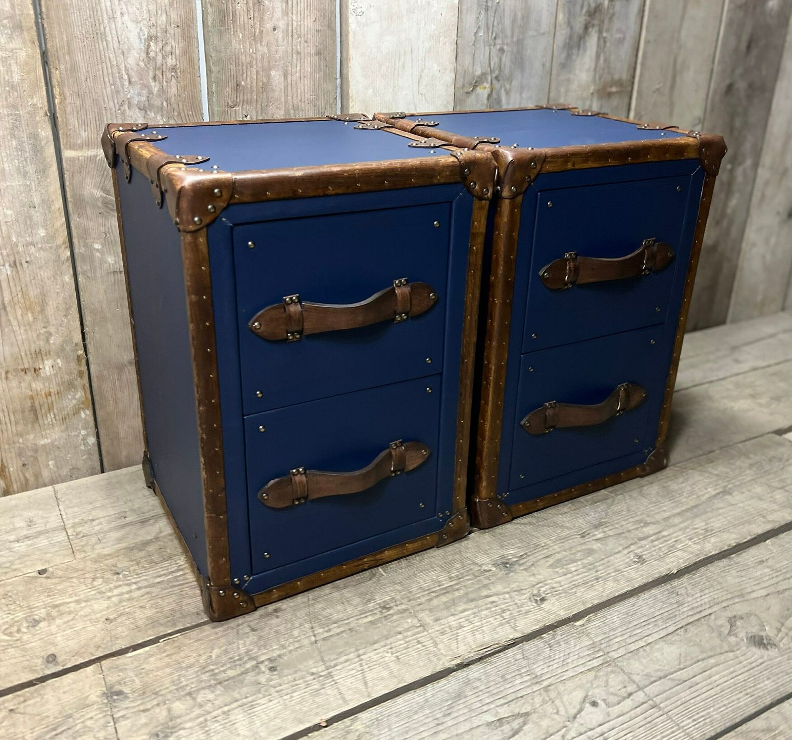 Bedroom Side Tables Draw Set In Pebble Blue English Handmade photo Furniture
