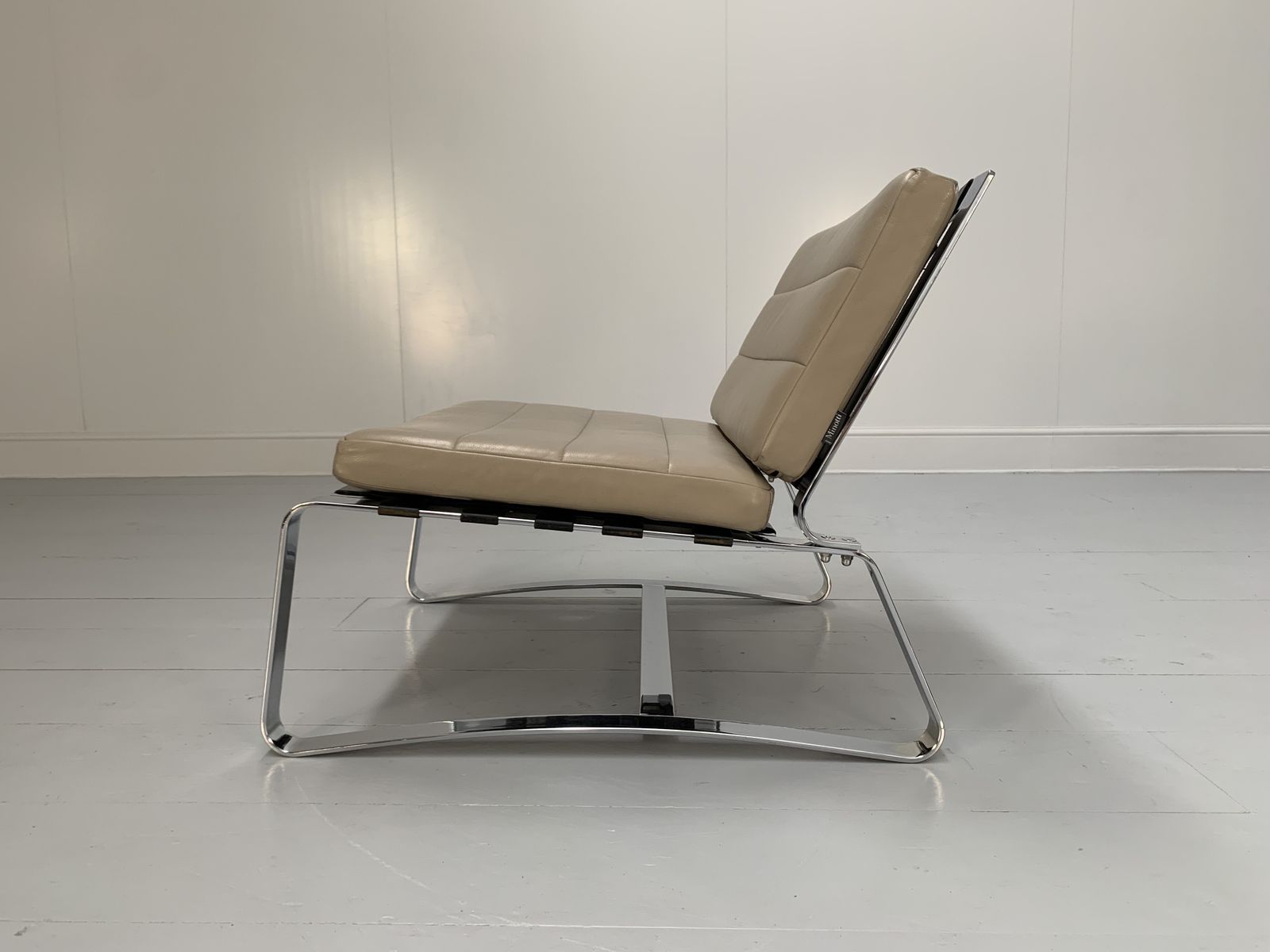 photo for sale Pair Of Minotti “Delaunay” Armchairs – In Pale Brown “Pelle” Leather
