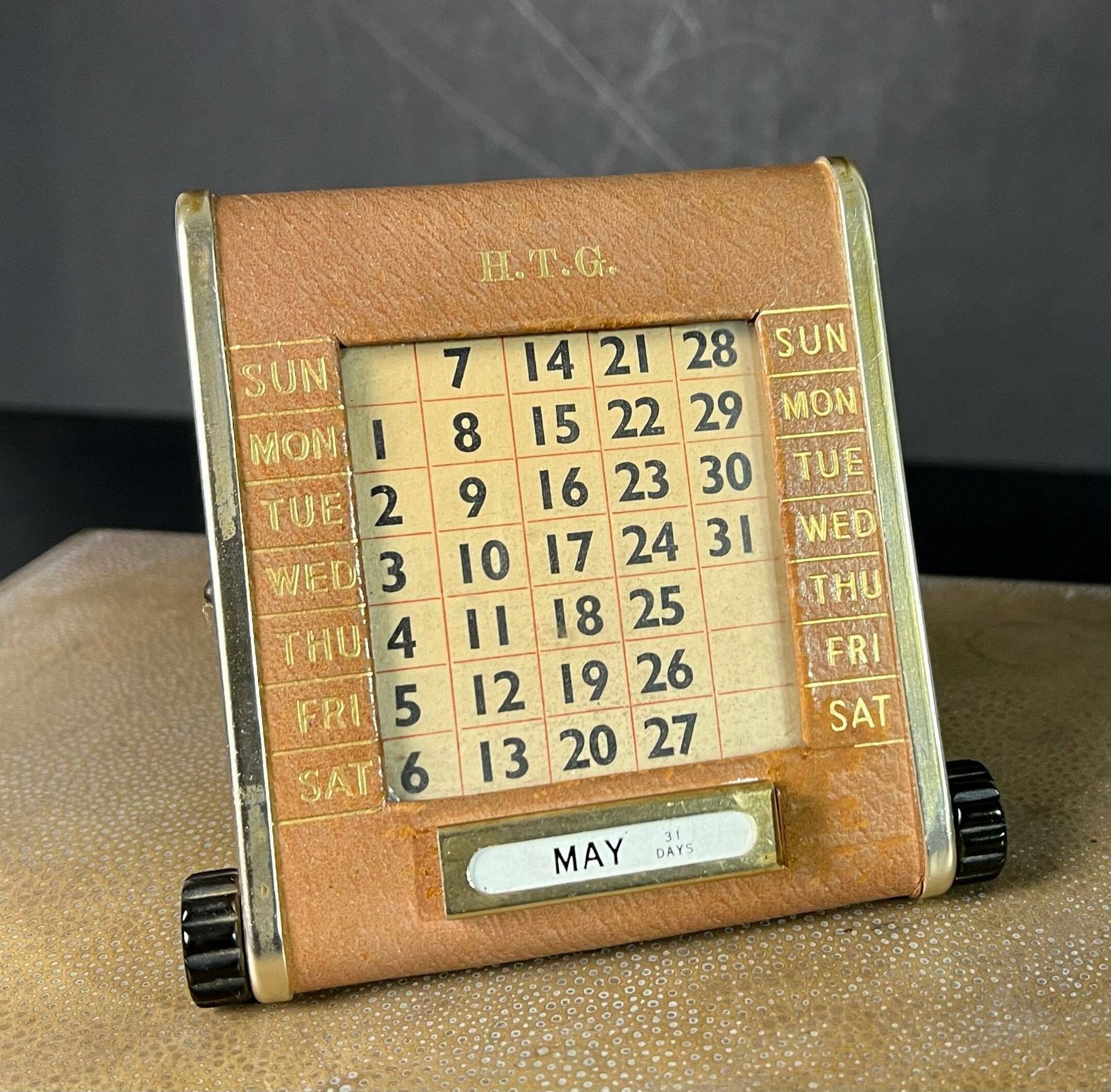 Luxury Antique Leather Executives Calendar By Aspey London Desk Top Home Furnishing