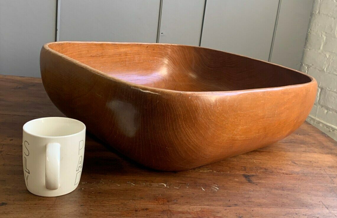 Huge Danish Teak Wooden Fruit Bowl Home Furnishings Centre Piece Kitchen Decor Wood photo 259.0