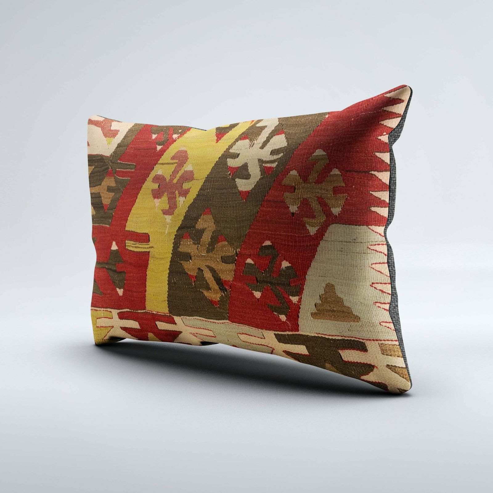Vintage Turkish Kilim Cushion Cover 60x40 Cm Square Wool Kelim Pillowcase 64734 photo for sale
