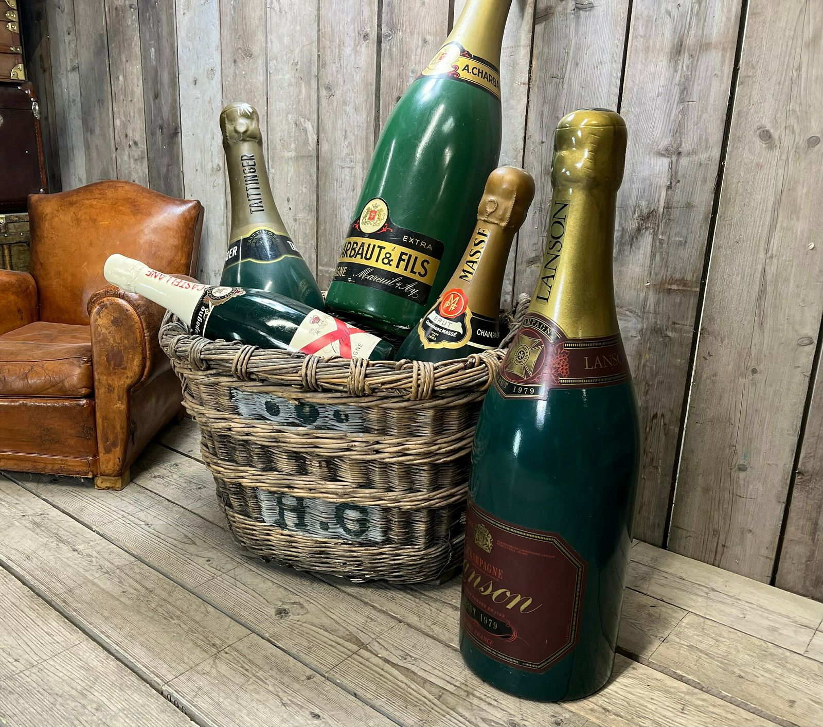 photo for sale Champagne Bottles Huge Fibre Glass Brewery Display Bottles Extra Large Advertising Pub Ware