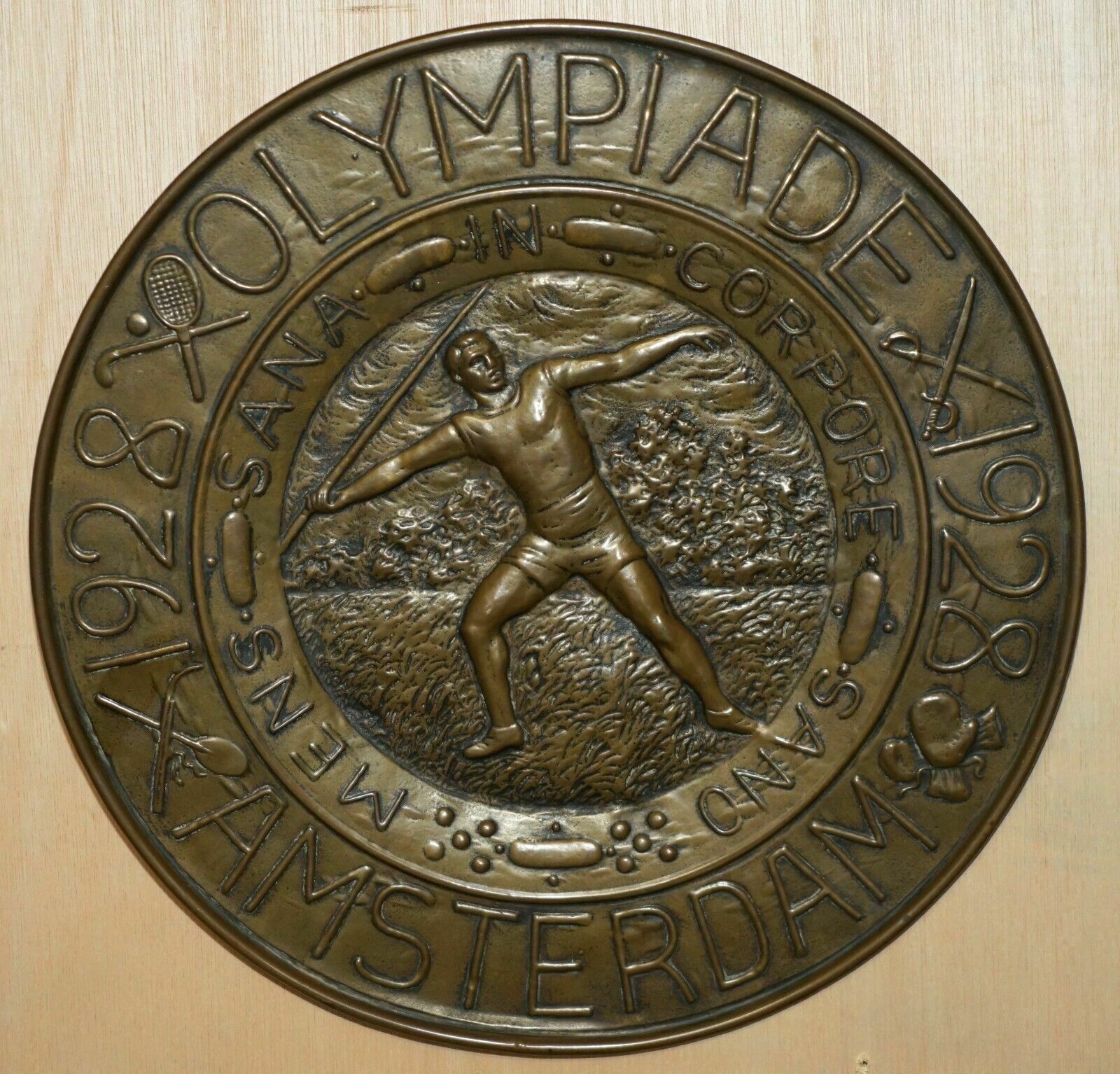 1928 Amsterdam Olympic Memorabilia Collectable Men's Javalin Hanging Plaque photo for sale