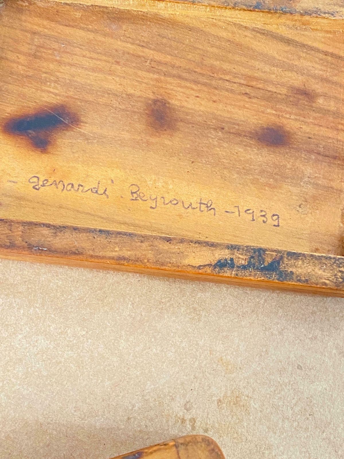 photo furniture Mid Century Modern Hand Carved Trinket Box In Walnut Wood, France, C. 1939