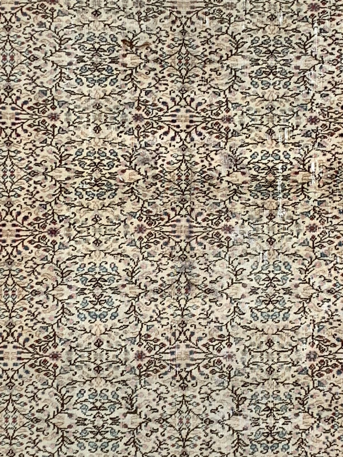 Vintage Square Turkish Rug 245x200 Cm, Tribal Wool Carpet Larg photo for sale