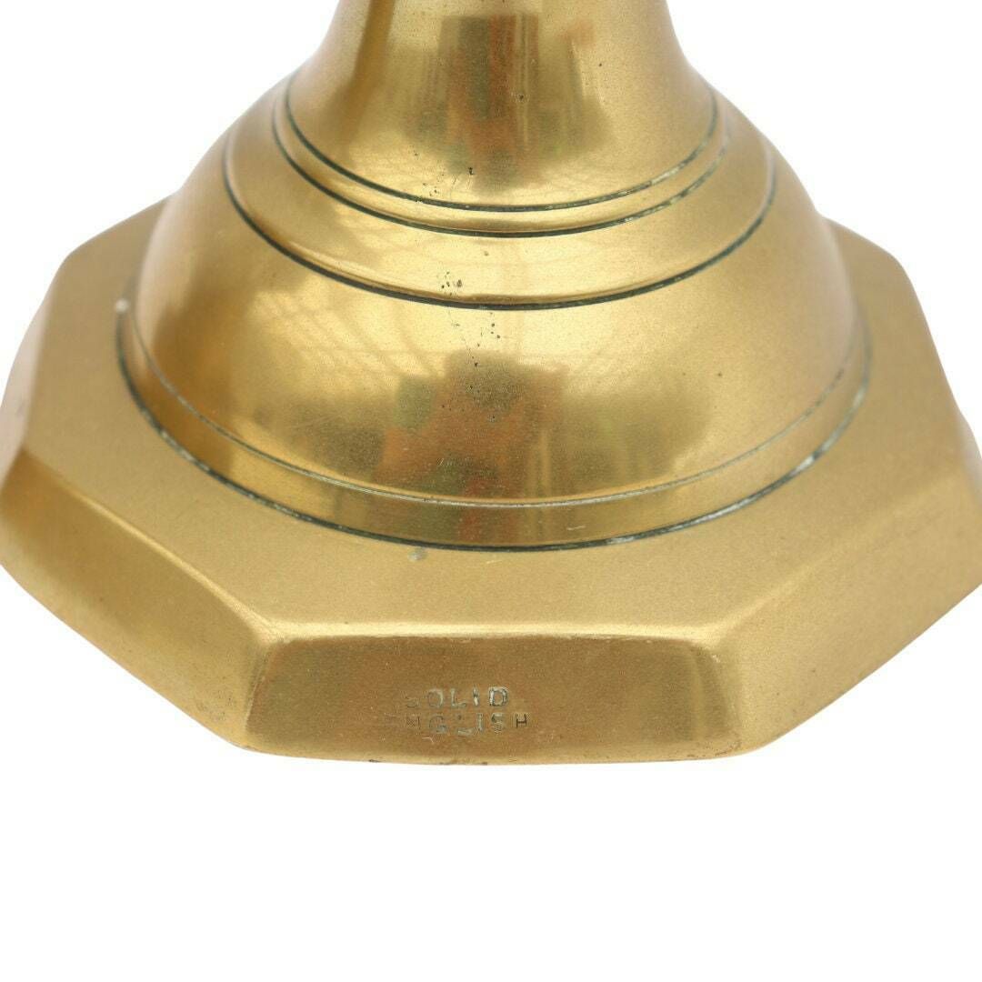 Large Victorian Brass Candle Holder Octogonal Base   Made In England . Antique Candleholders . photo 50.0