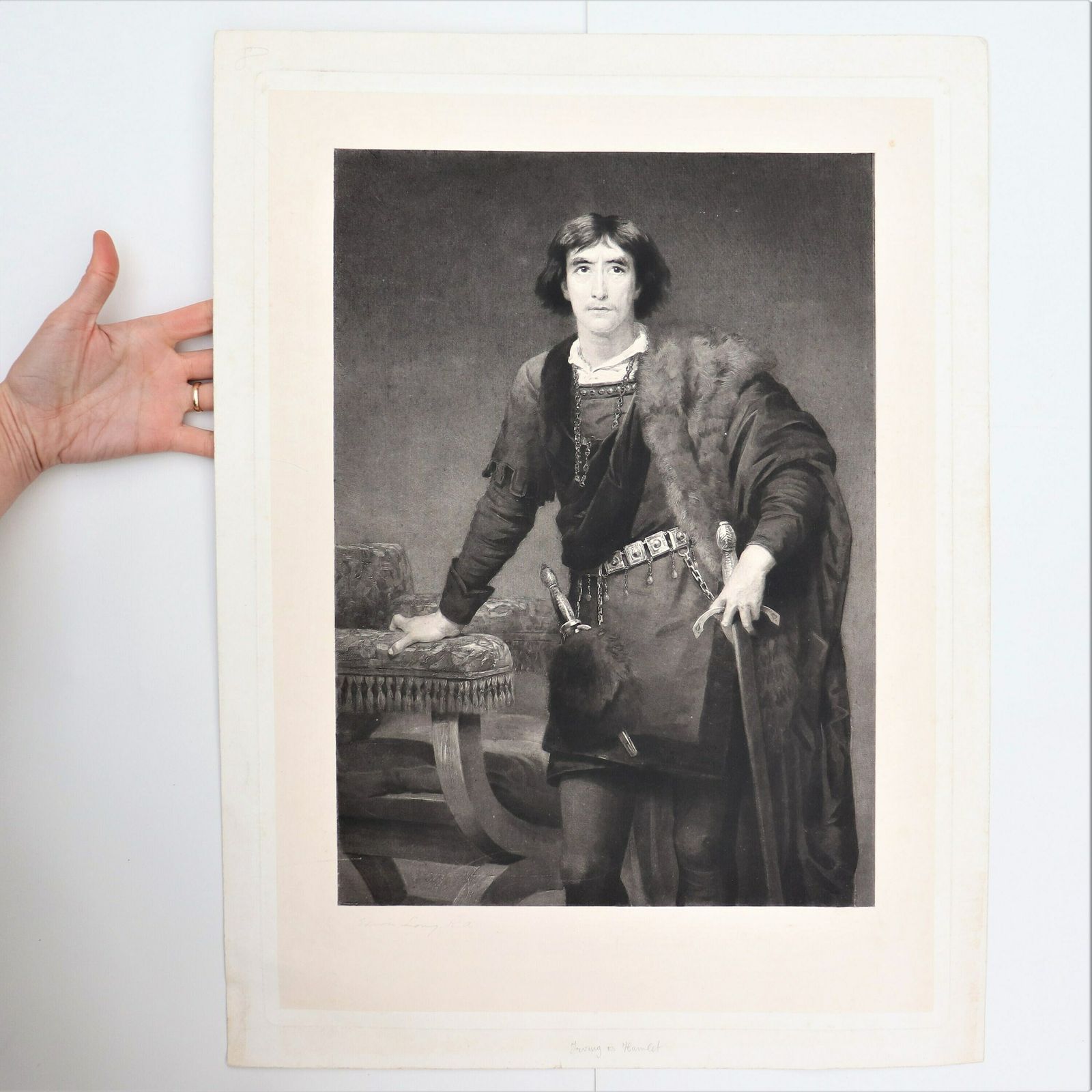 Irving As Hamlet Photogravure After A Painting By Edwin Lon Signed In Pencil By Edwiin Long. Antique Hamlet Intaglio Print. photo Art