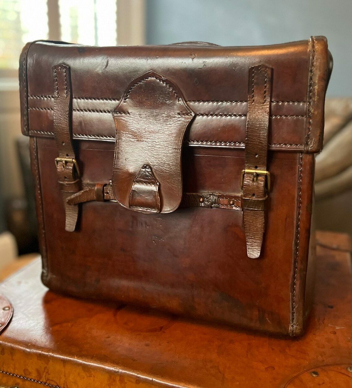 Victorian Hatbox Trunk By John Pound London Antique Travel Case Solid Leather photo buy