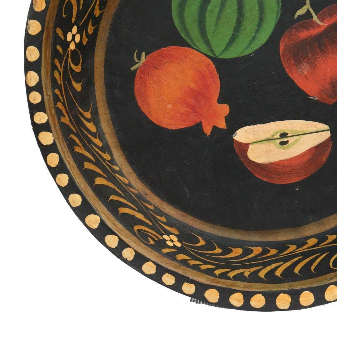 Vintage Indian Toleware Bowl, Hand Painted Indian Bowl, Large Boho Wooden Bowl photo furniture