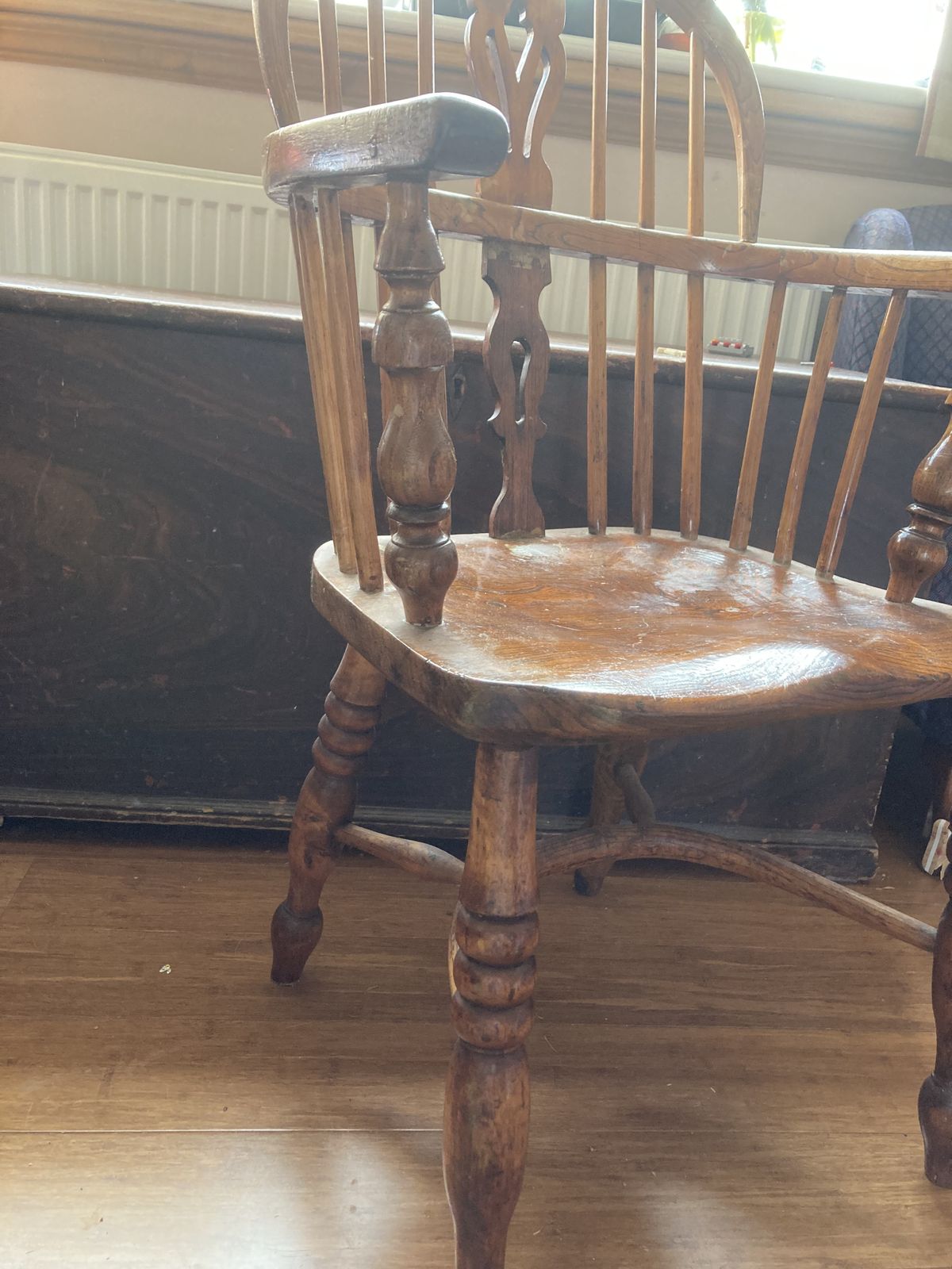 Elm Cow Horn Stretcher Windsor Style Chair photo buy