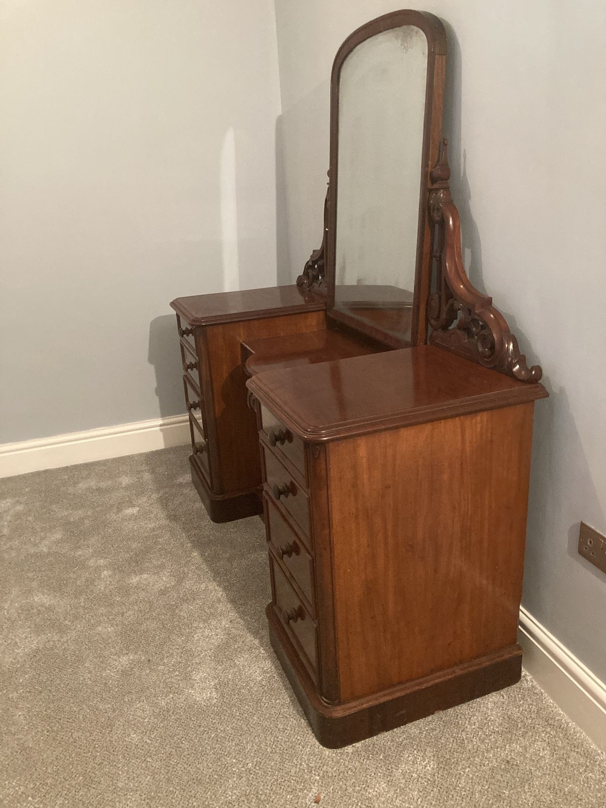 Large Victorian Mahogany Duchess Dressing Table photo vintage