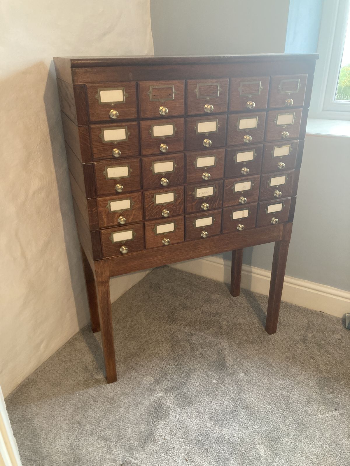 photo for sale Vintage Library Filing 25 Drawers Haberdashery