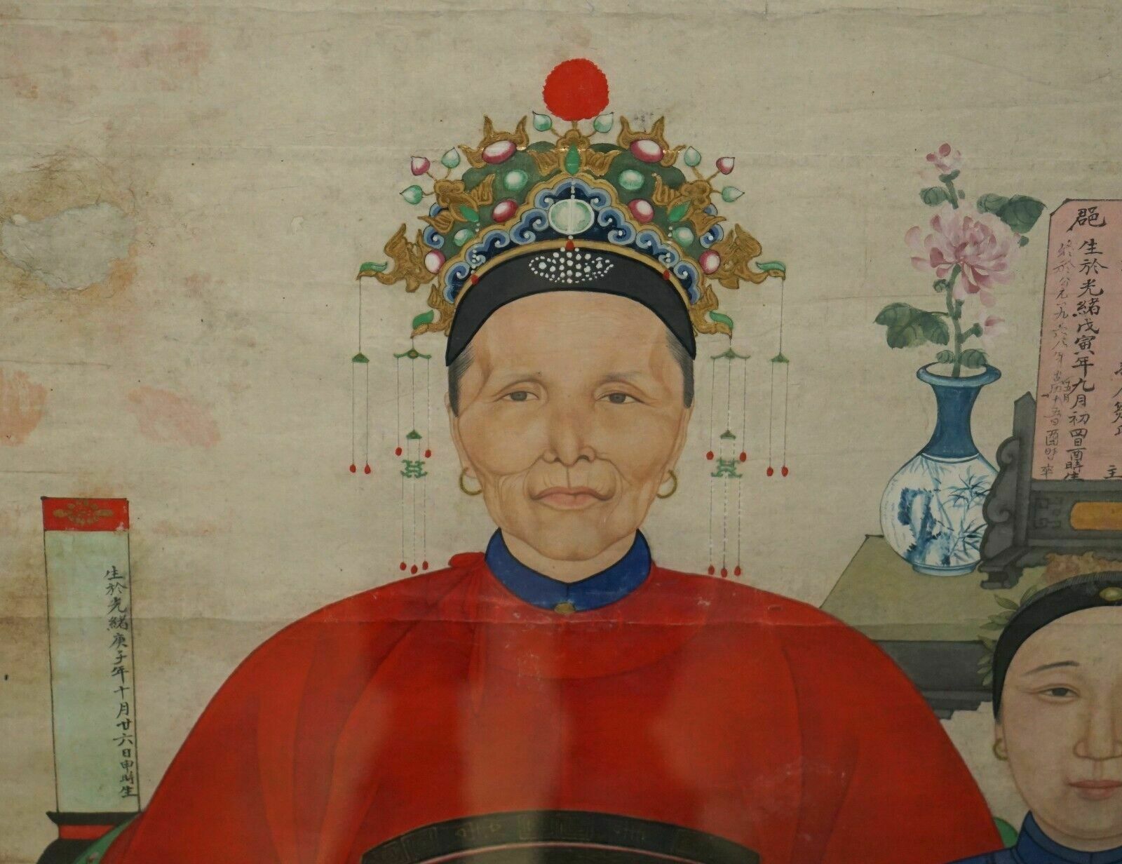 1850.0 Extra Large 162x113cm Antique Chinese Ancestral Portrait With Lovely Black Frame photo