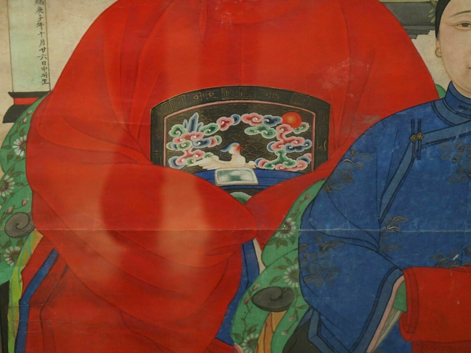 photo vinterior Extra Large 162x113cm Antique Chinese Ancestral Portrait With Lovely Black Frame