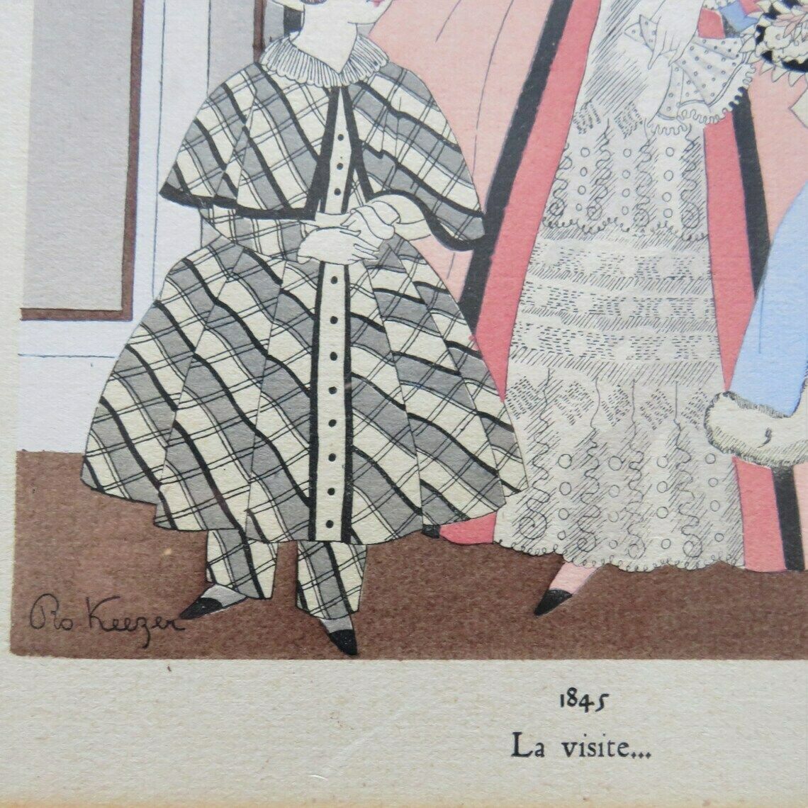 Le Visite By Ro Keezer Original Pochoir C1930s  Original Art Deco Victorian Revival Stencil Le Visite photo 65.0