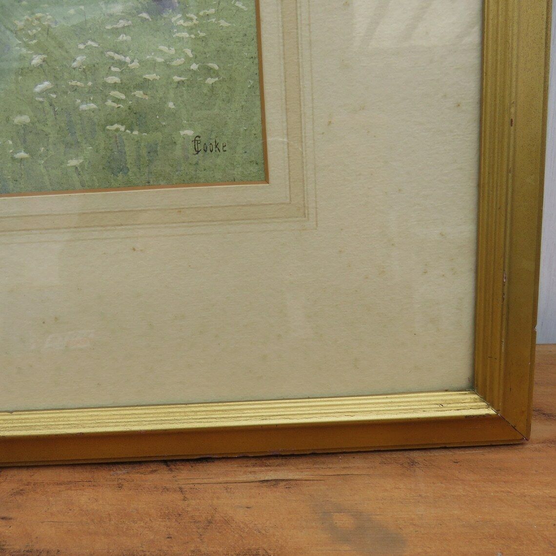 Framed Original Lanscape Bridge River Watercolour Painting Signed Cooke C 1920's photo buy