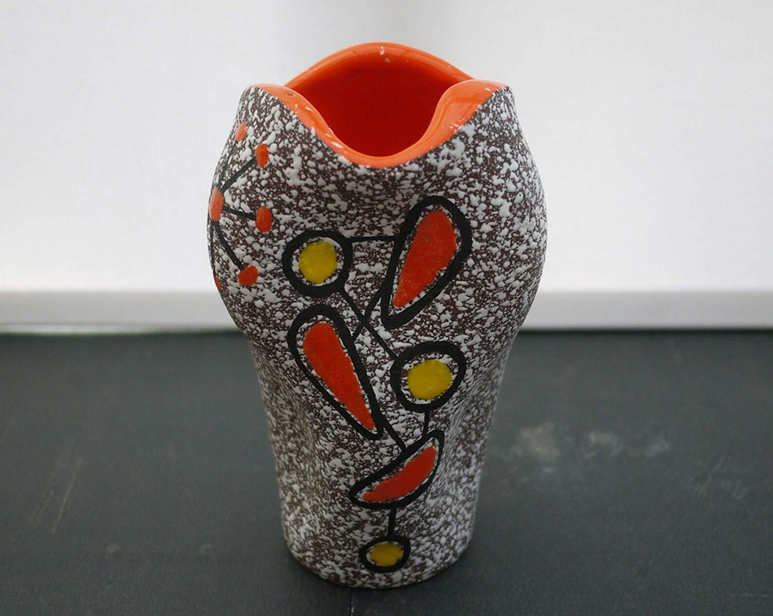 1950s French Enamel Ceramic Vase Le Vaucour Vallauris photo furniture