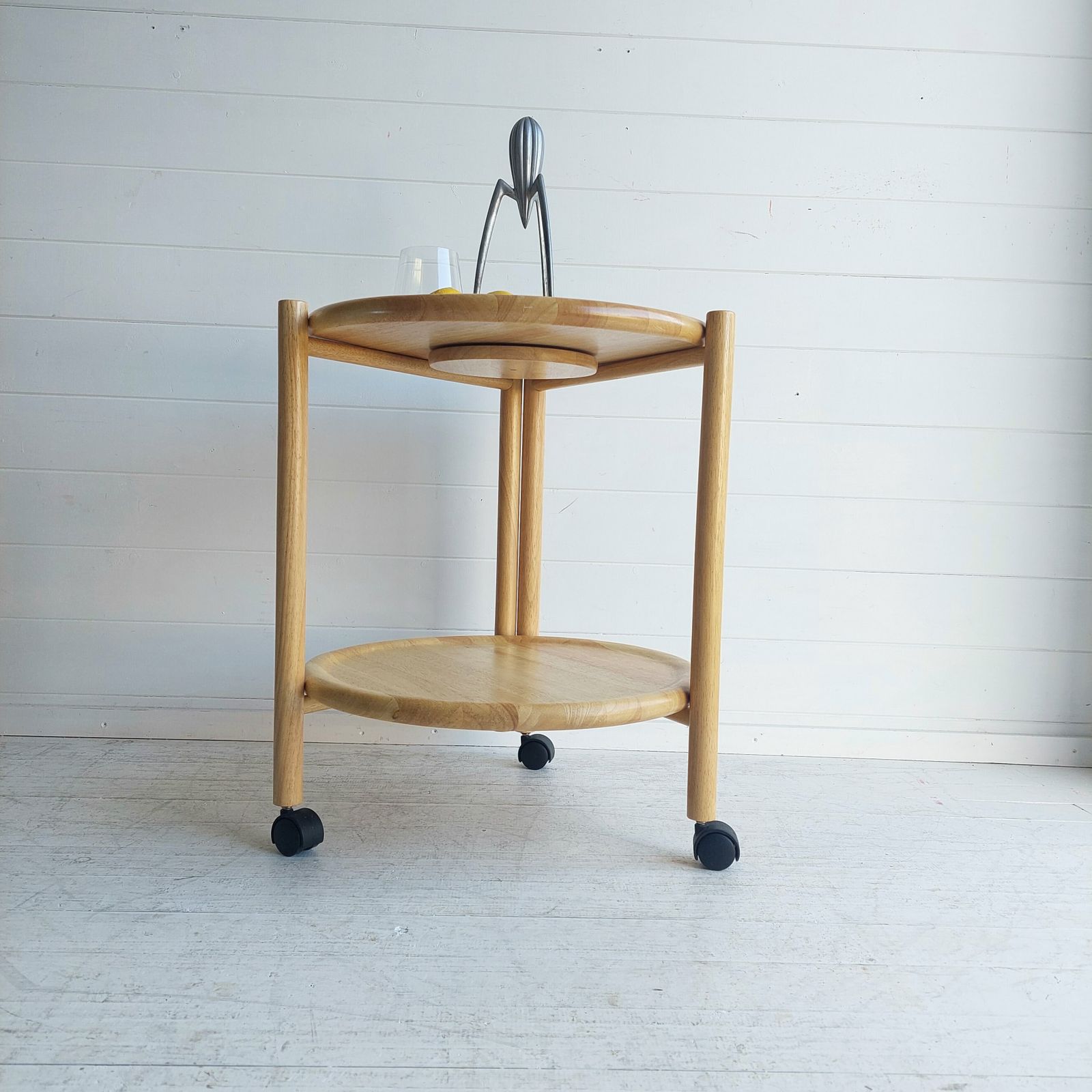 Mid Century Dansk Jens Quistgaard Danish 2 Tier Round Trolley Lazy Susan 70s photo Furniture