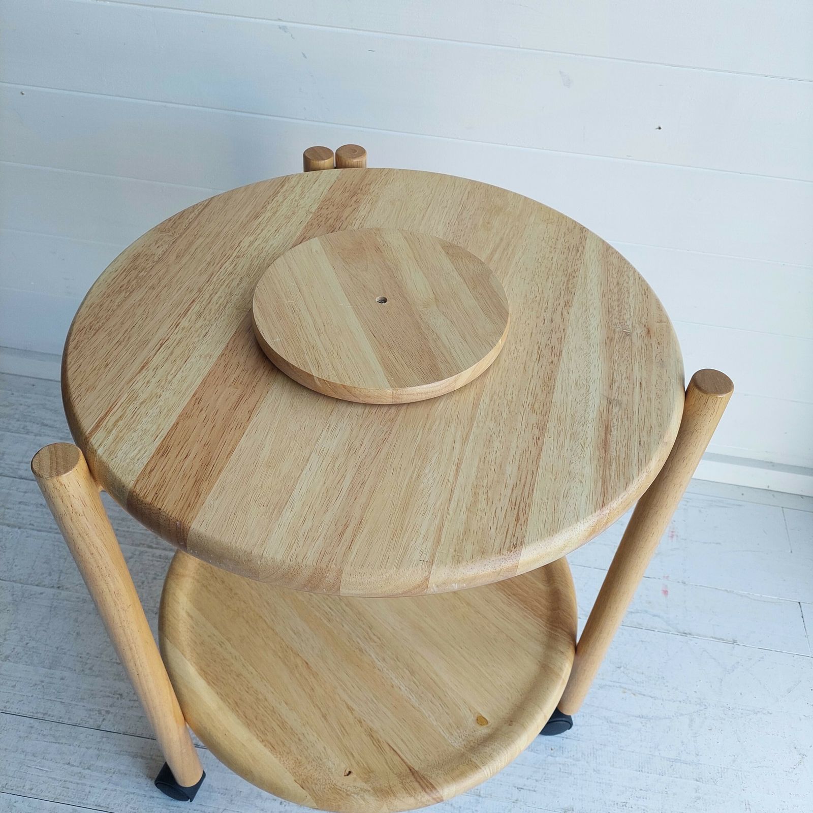 photo for sale Mid Century Dansk Jens Quistgaard Danish 2 Tier Round Trolley Lazy Susan 70s