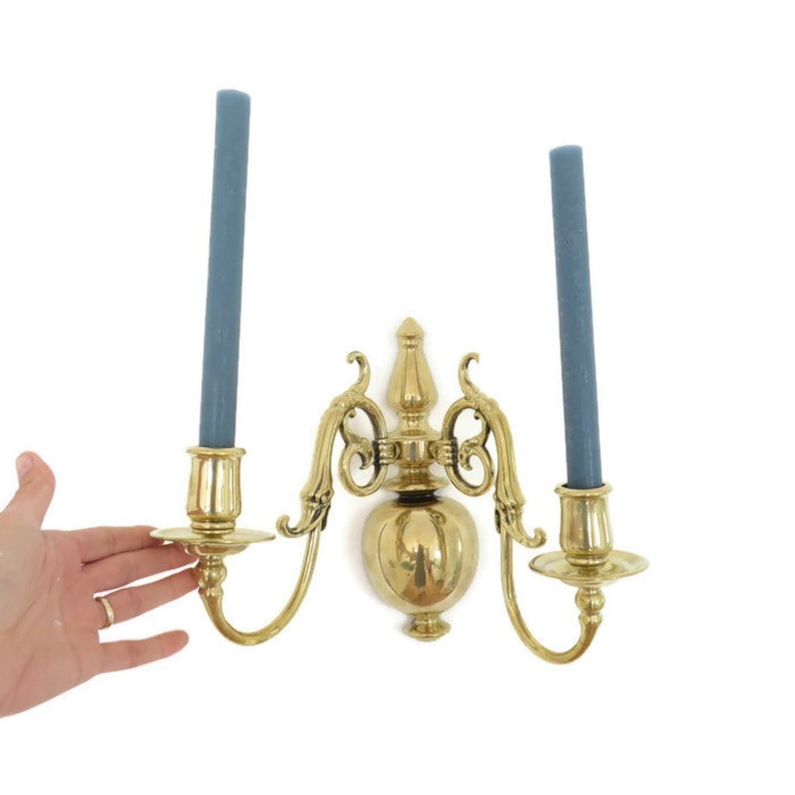 Antique Brass Wall Mounted Candle Holder With Mythical Sea Creature Design 2 Arms By Harcourts Made In England photo furniture