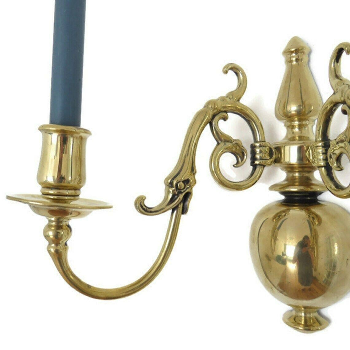Antique Brass Wall Mounted Candle Holder With Mythical Sea Creature Design 2 Arms By Harcourts Made In England photo Home Decor