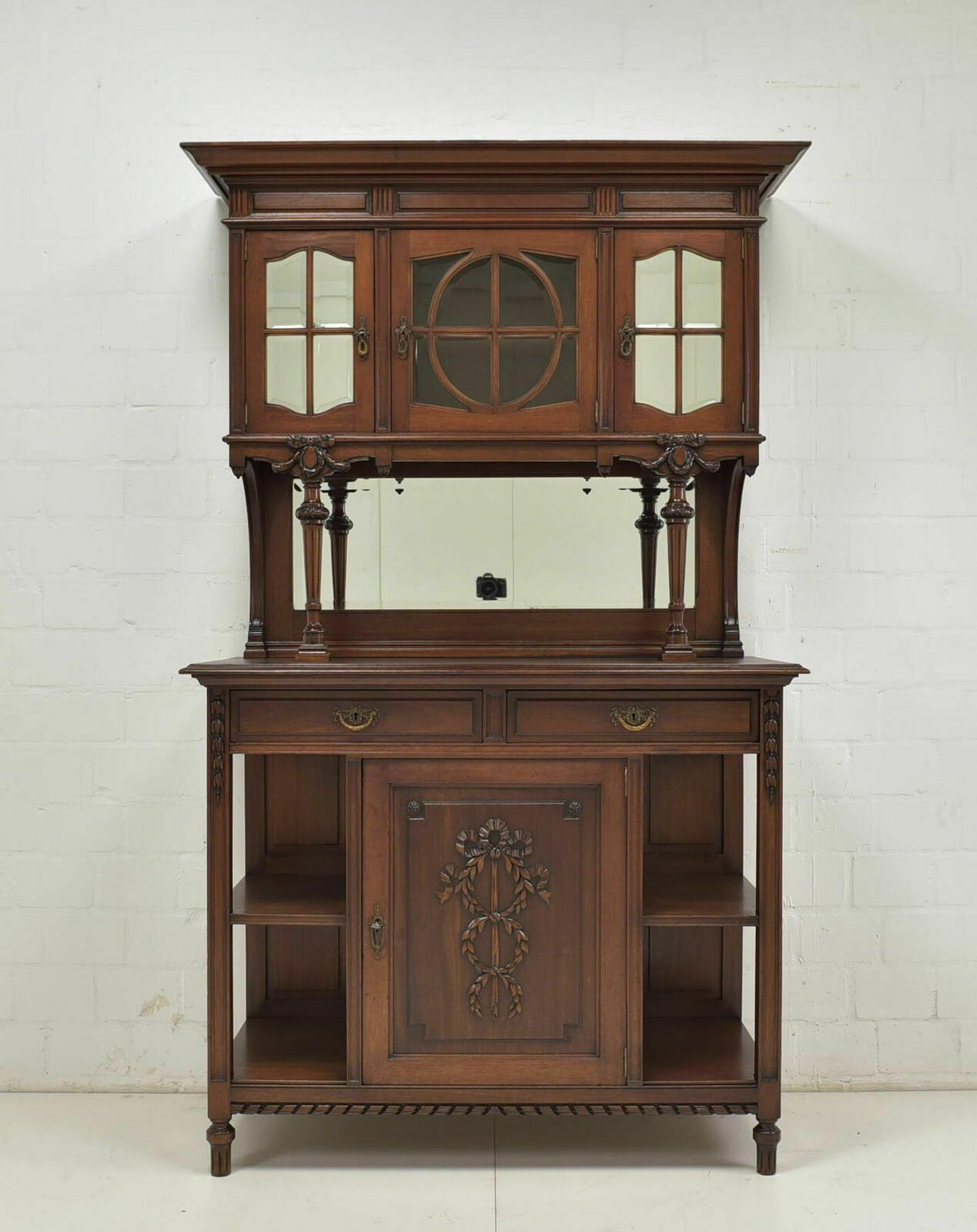 Antique! Buffet Cabinet Restored Historicism / Louis XVI Around 1910 Mahogan photo for sale