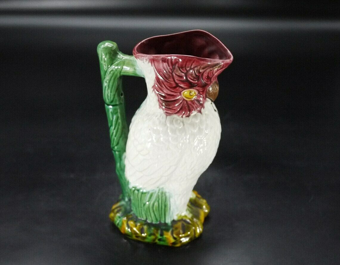 Antique Majolica Parrot Pitcher photo for sale