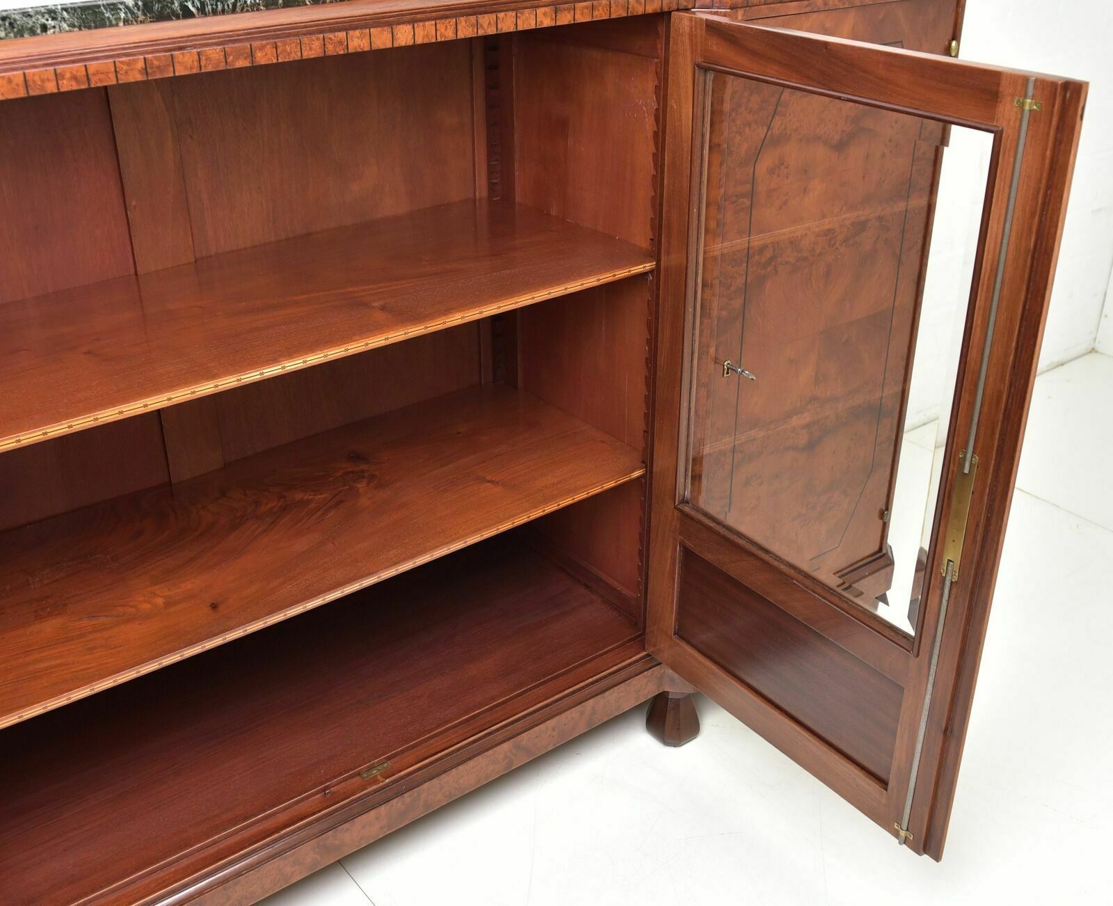Antique! Xl Showcase Sideboard Restored Art Deco Around 1930 Burl Wood Sideboard photo vinterior