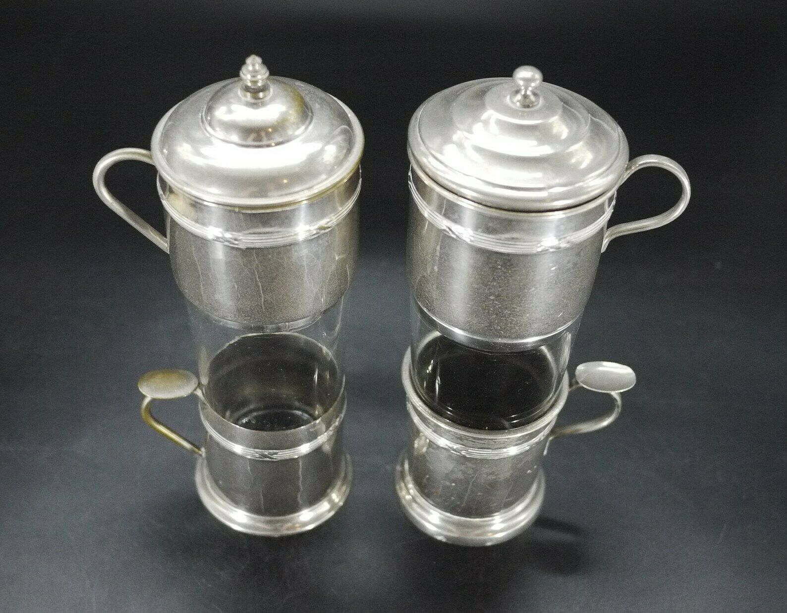 French Silver Plate Coffee Cups Filter Set With Tray, S/8 photo Home Decor