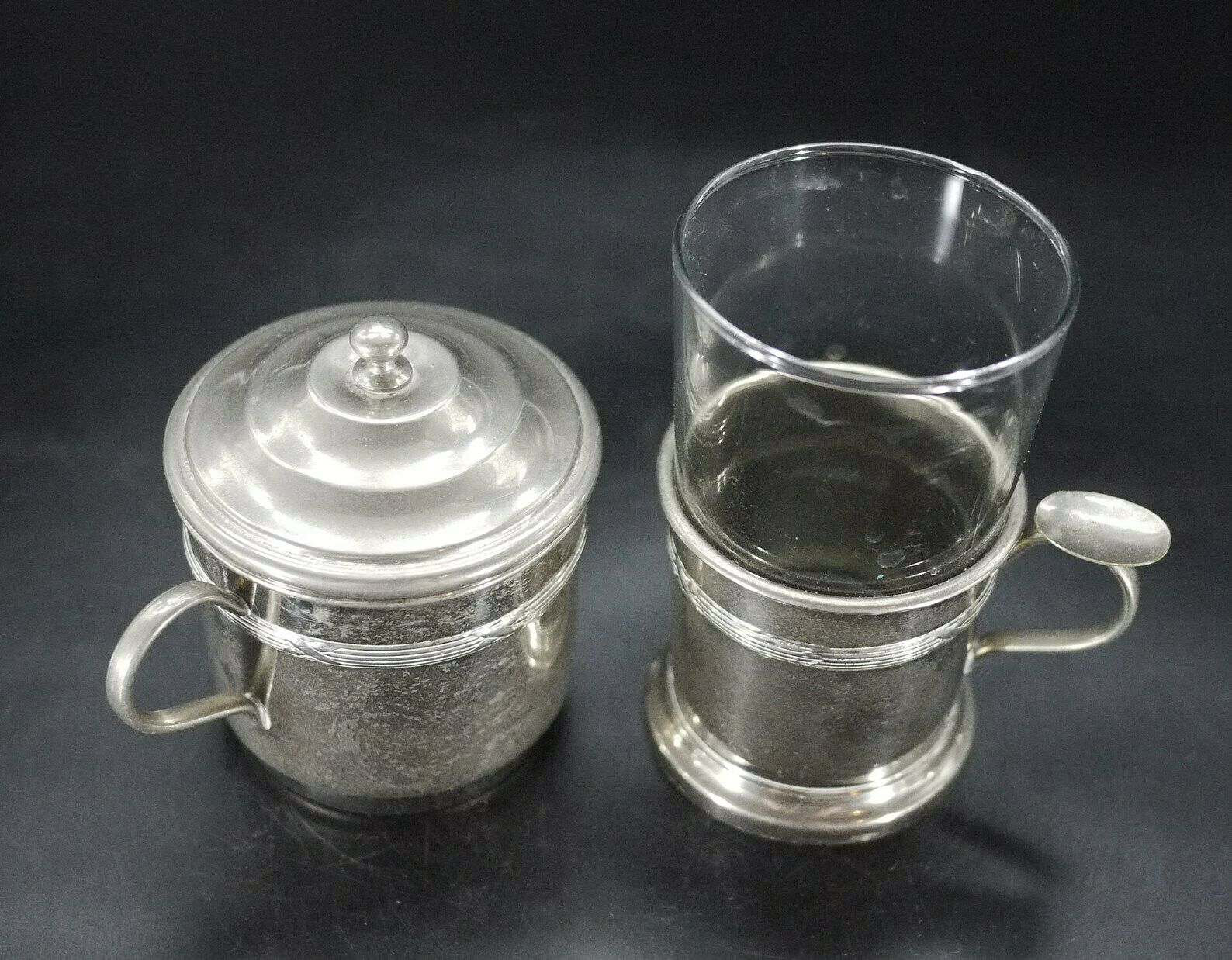French Silver Plate Coffee Cups Filter Set With Tray, S/8 photo 200.0