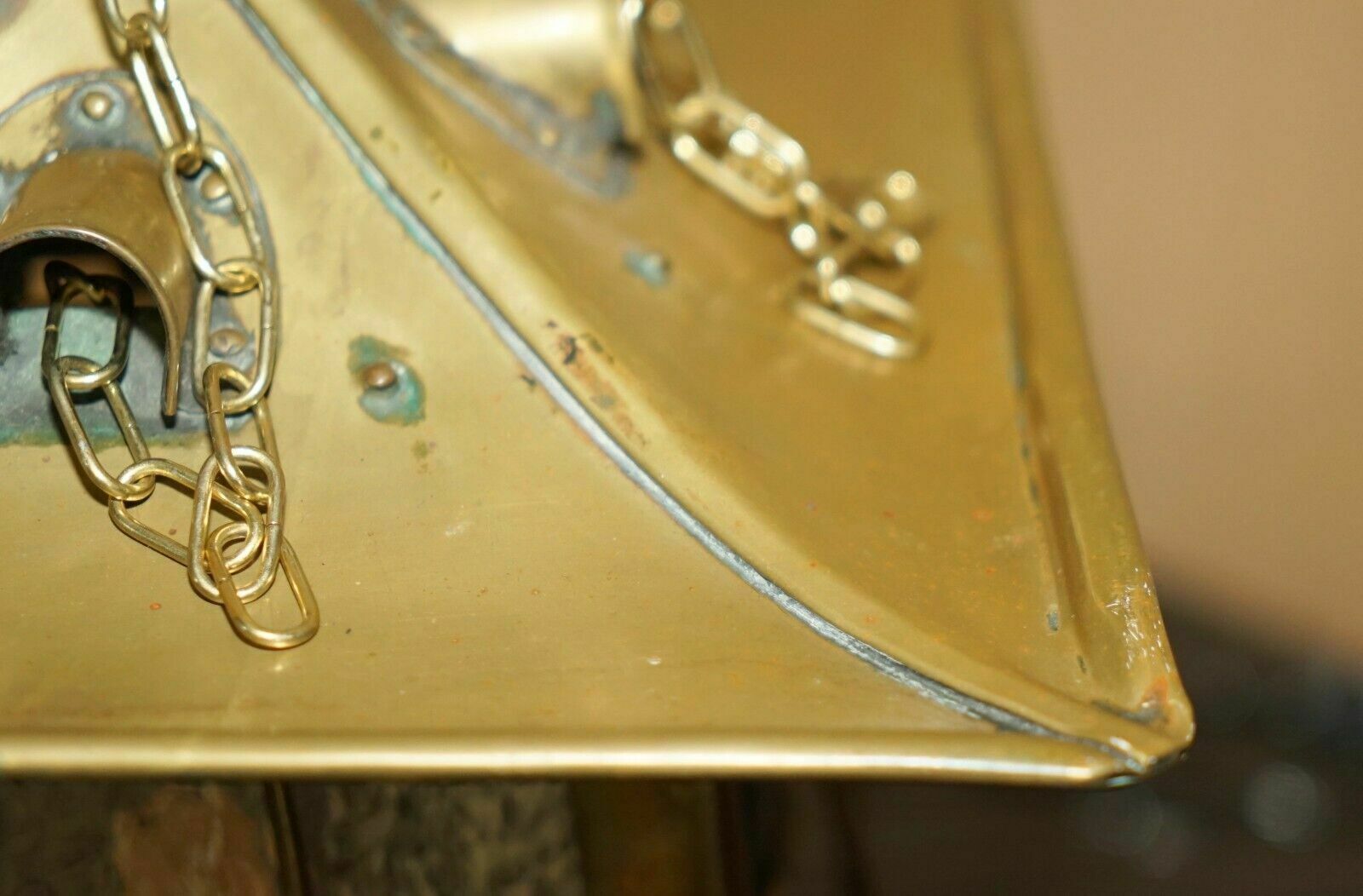 Antique Art Neouve Brass And Frosted Glass Hanging Lantern Or Table Lamp photo vintage