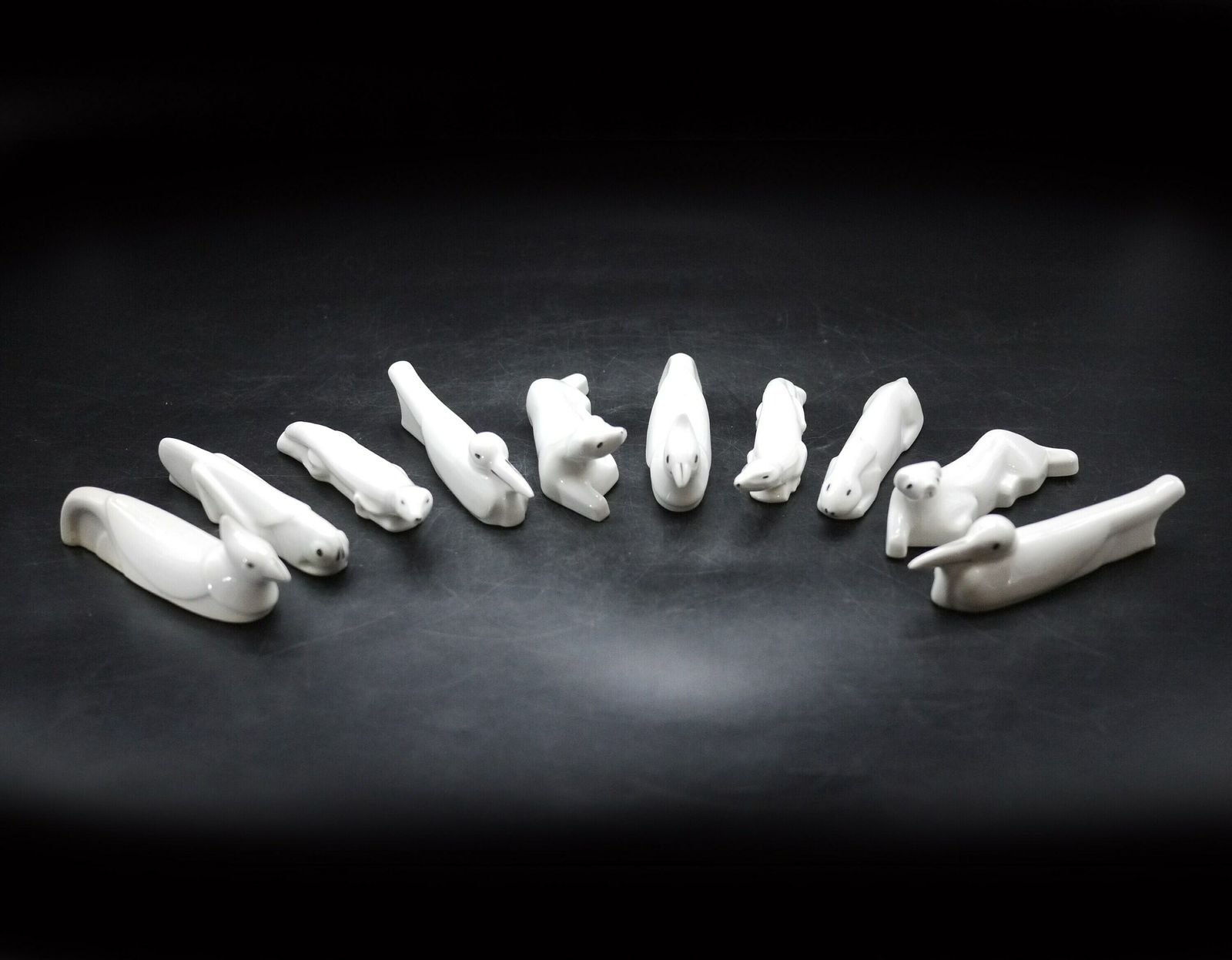 Art Deco Porcelain Animal Figure Knife Rests, S/10 photo vinterior