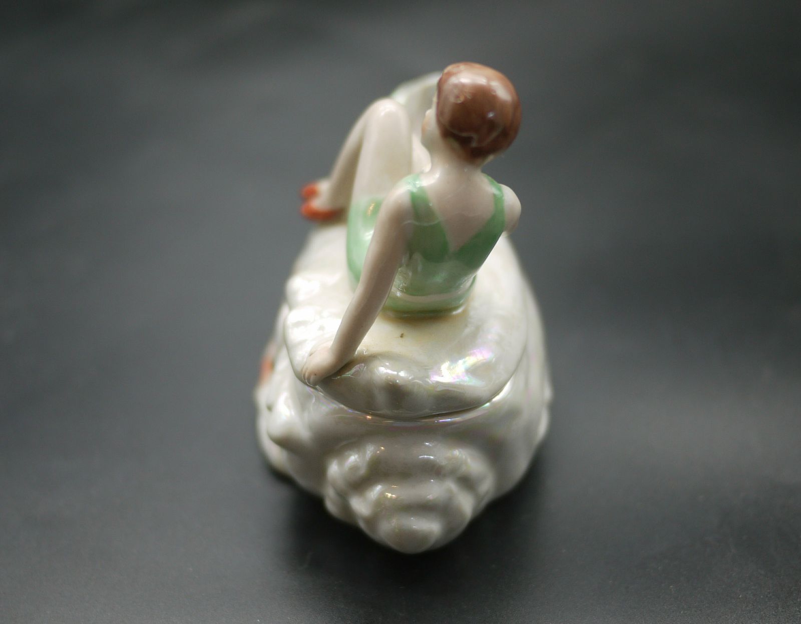 Art Deco Porcelain Bathing Beauty Dresser Box photo buy