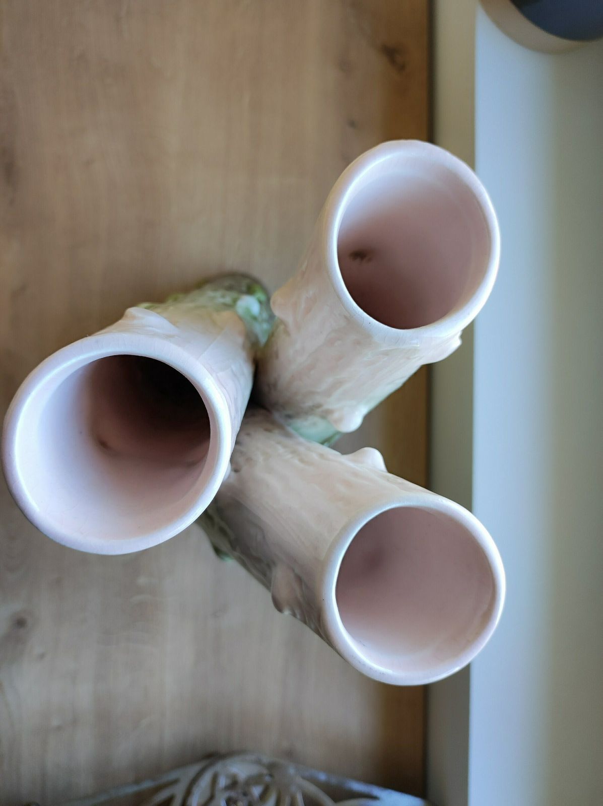 Antique French Majolica Tree Trunk Bud Vase photo vintage