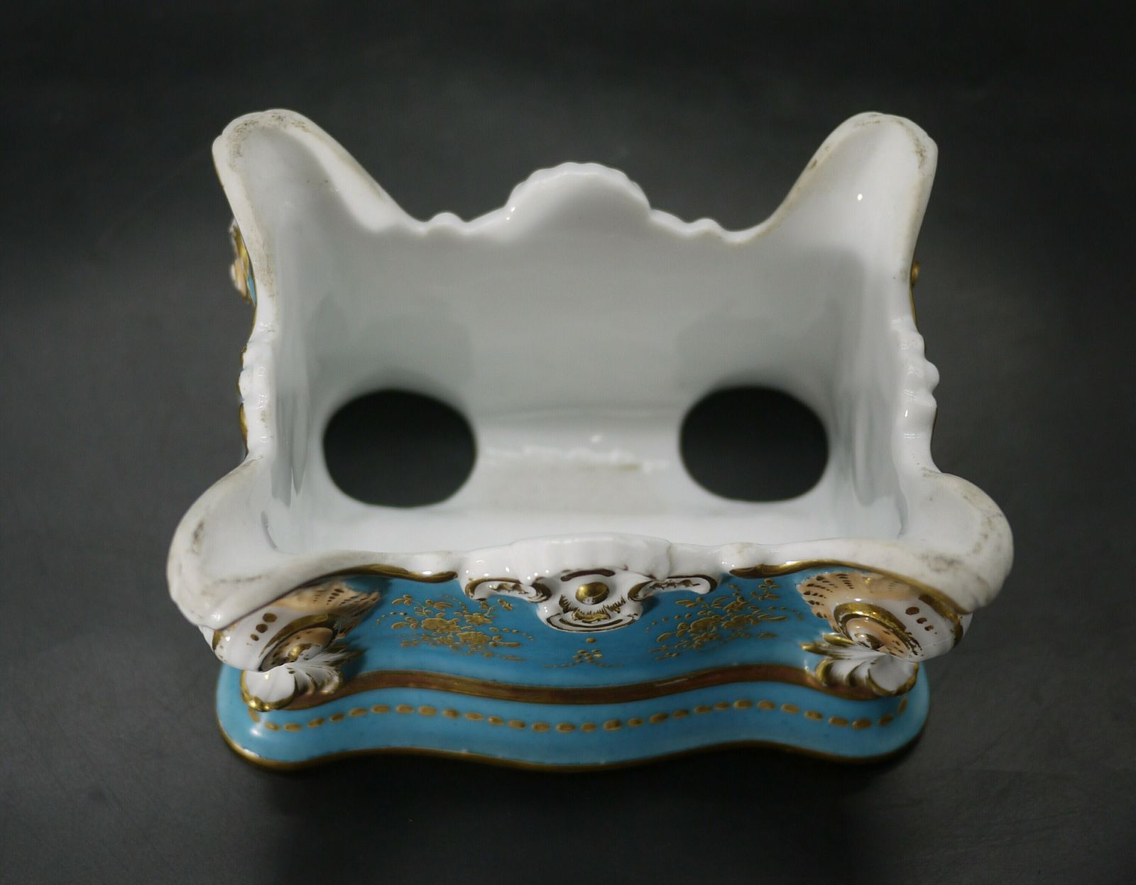 Antique Old Paris Porcelain Inkwell Sander Stand photo vintage
