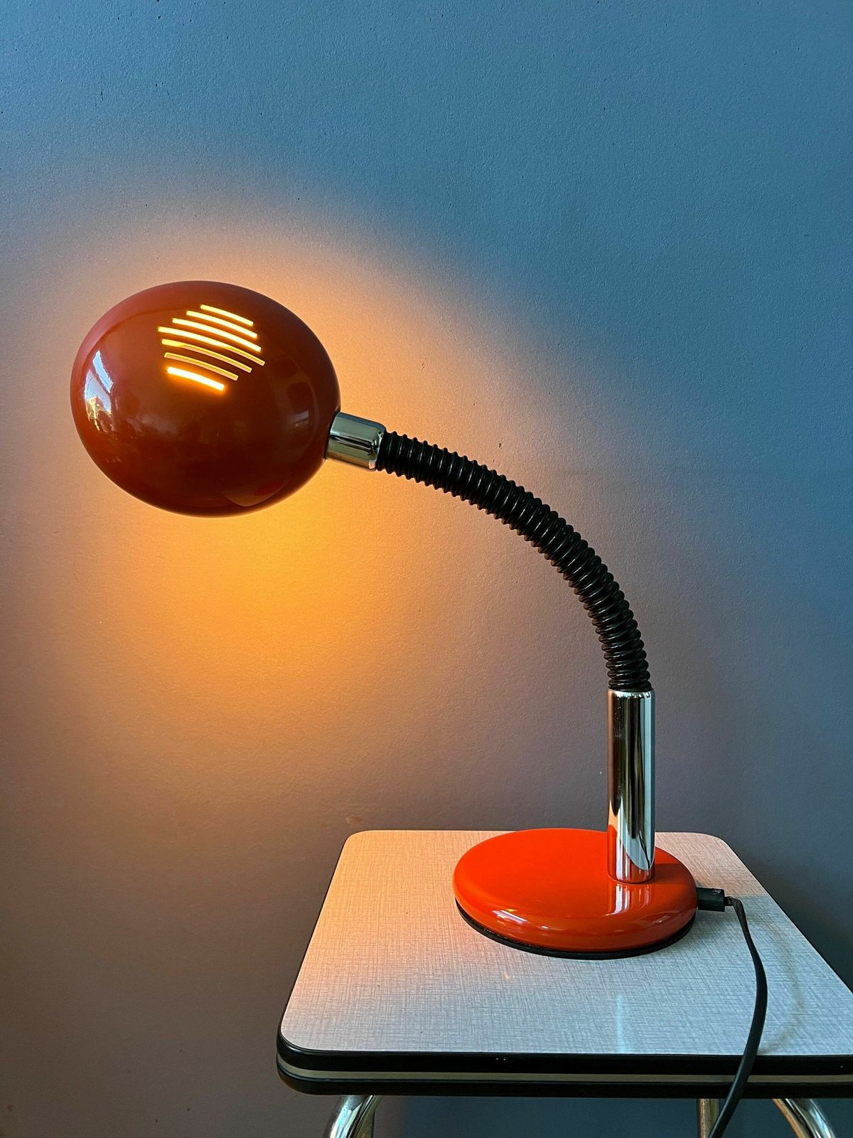 Rode Flexibele/Verstelbare Mid Century Space Age Ufo Tafellamp